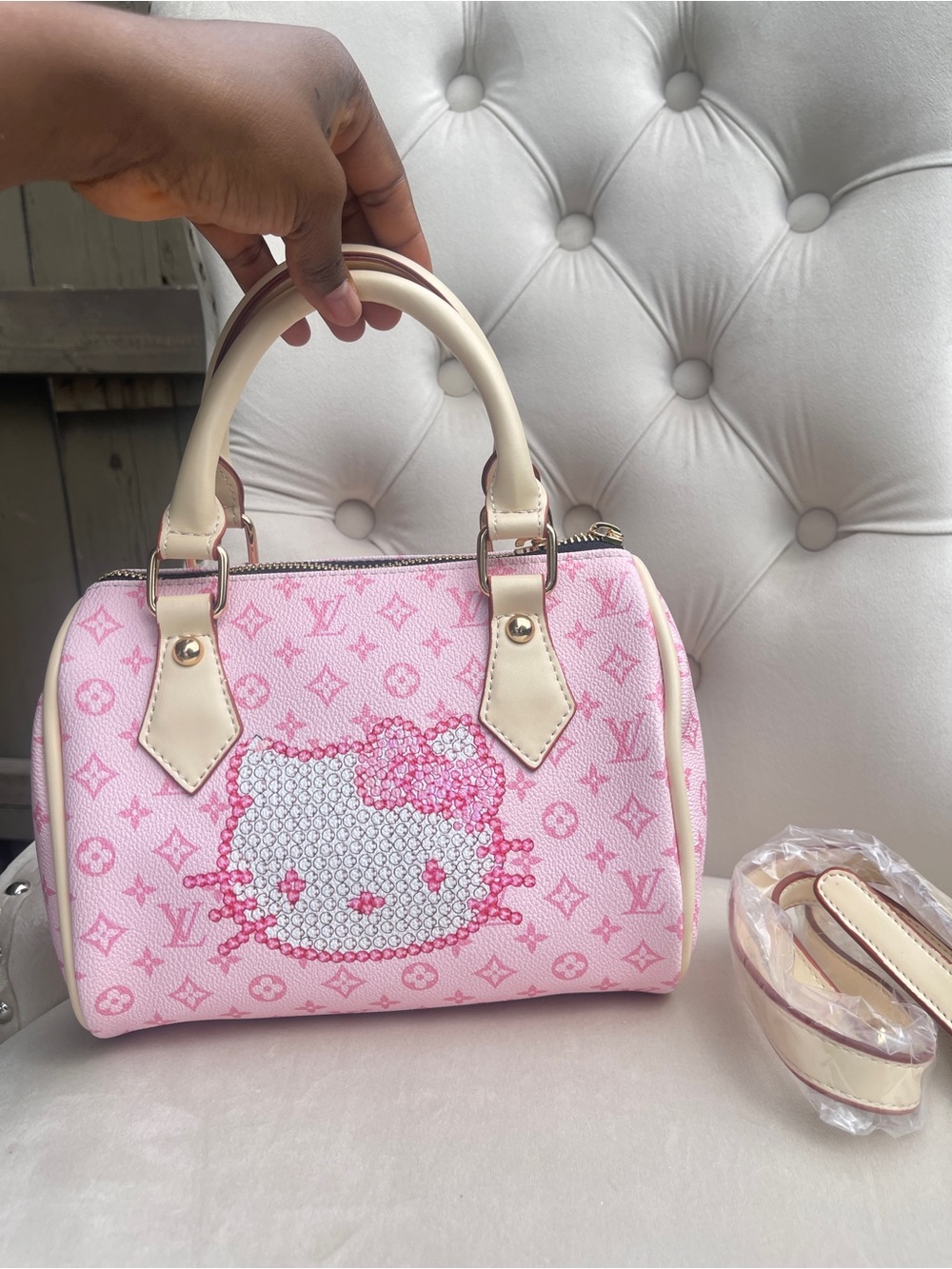 Cute Pink  Satchel with Cream Trim